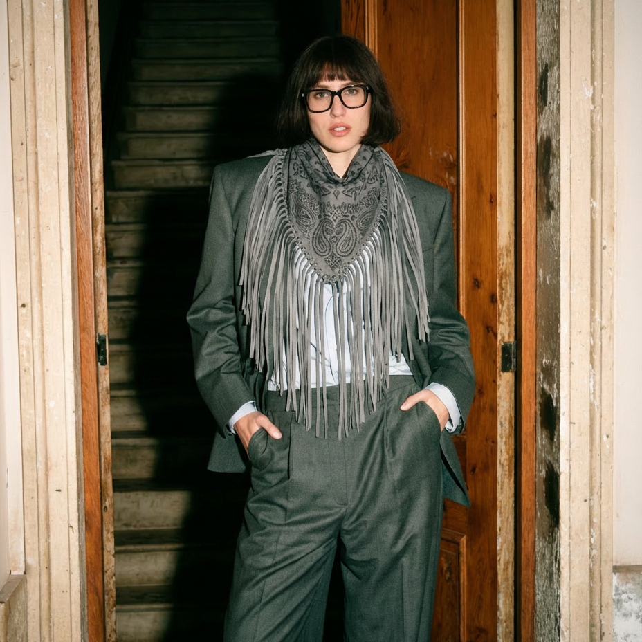 Signature Small Bandanna Scarf Gray