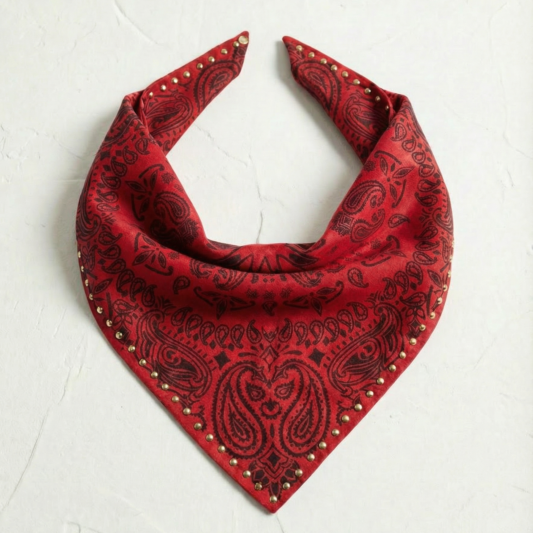 Studded Small Bandanna Scarf Red