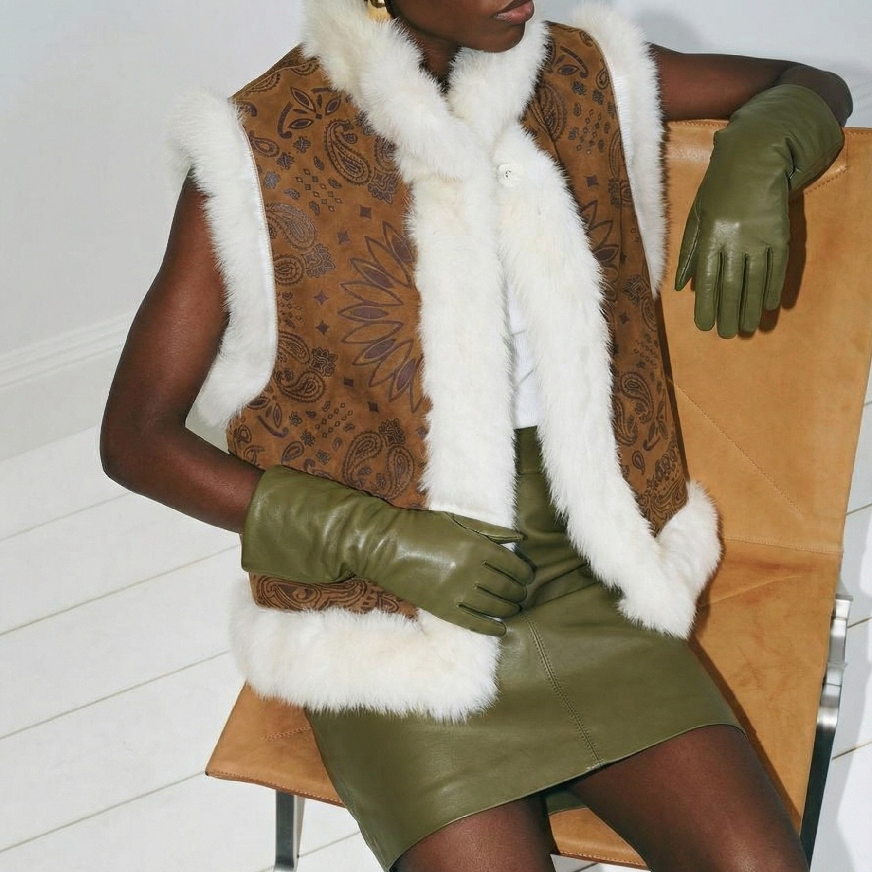 Double Sided Shearling Suede Vest
