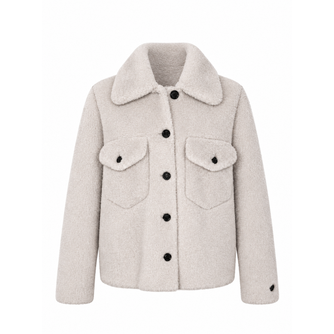 Black Button Shearling Jacket