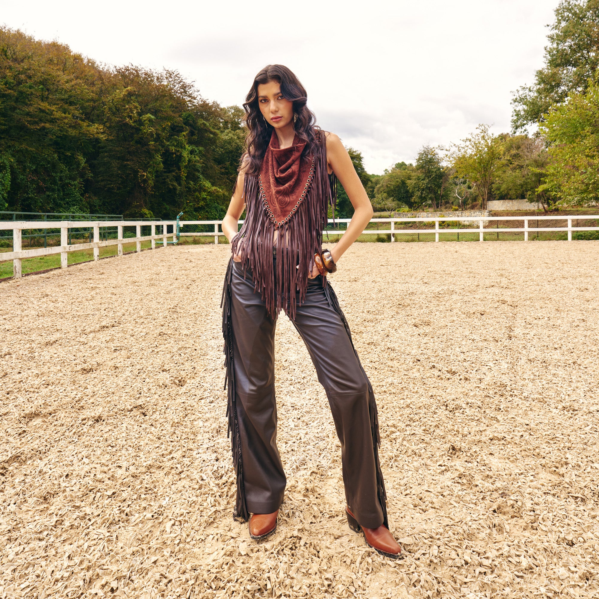 Signature Large Bandanna Scarf Brown