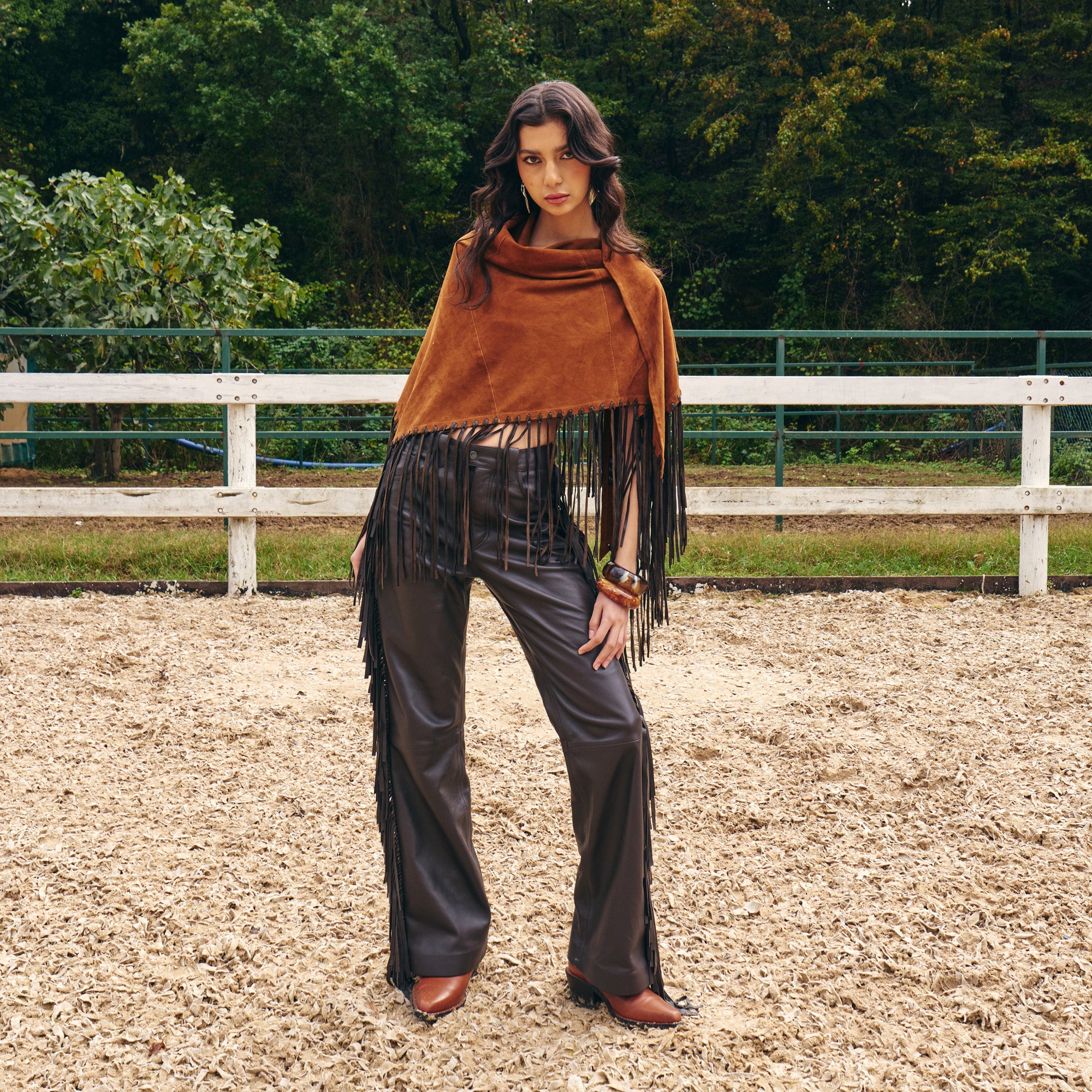 Suede Fringed Poncho