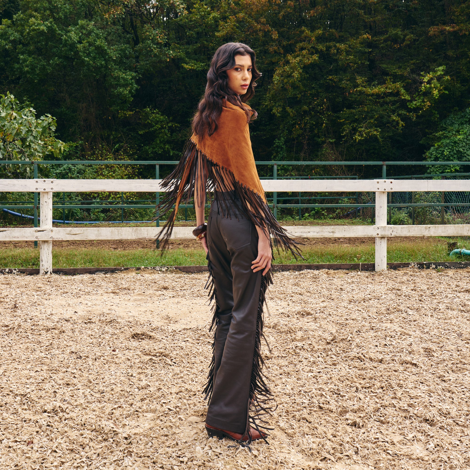 Suede Fringed Poncho