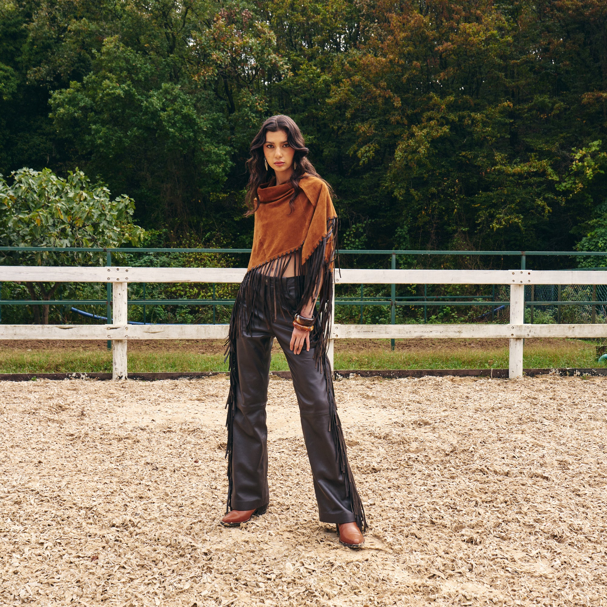 Suede Fringed Poncho