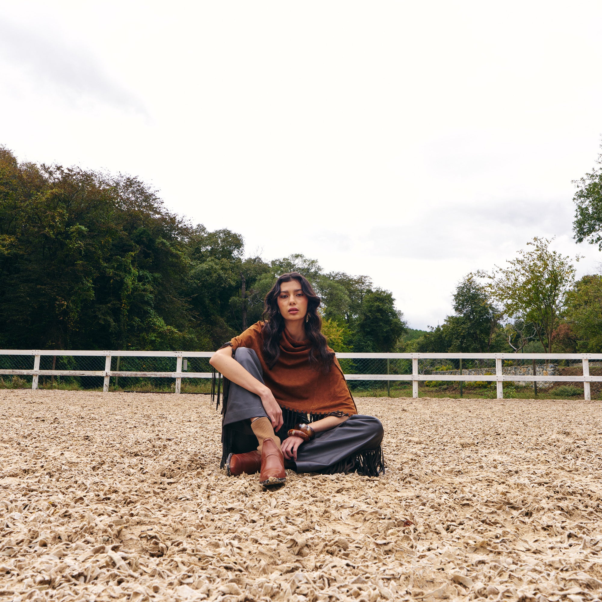 Suede Fringed Poncho