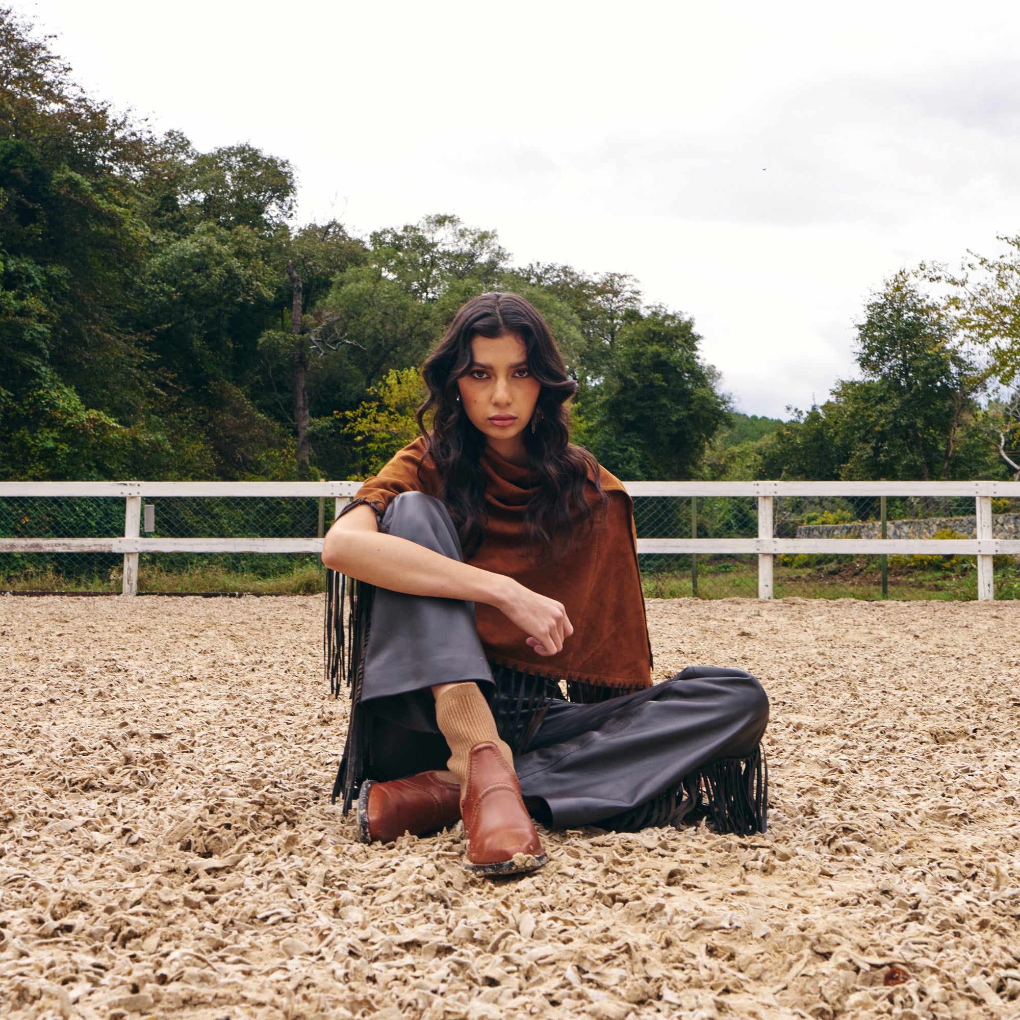 Suede Fringed Poncho