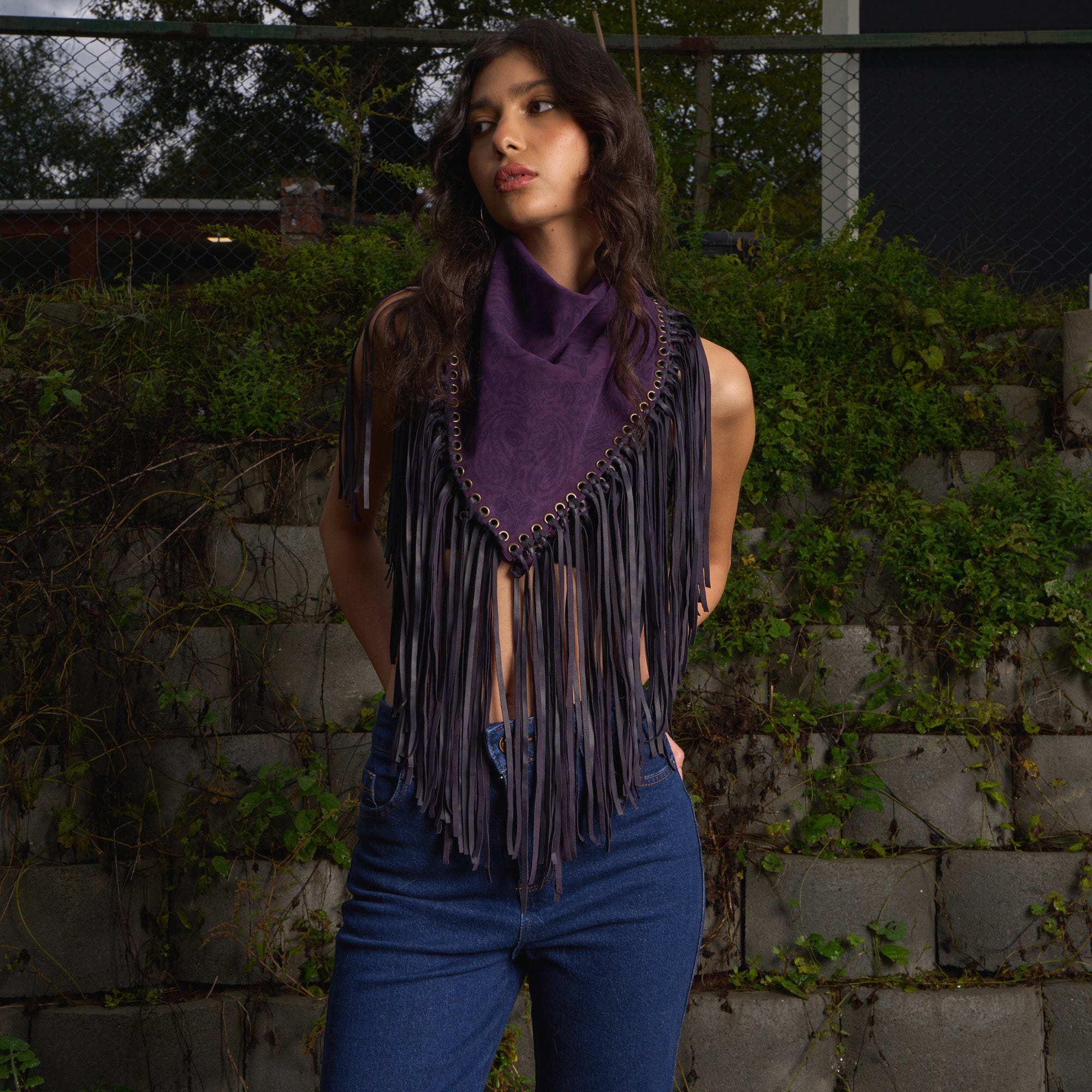 Signature Small Bandanna Scarf Purple