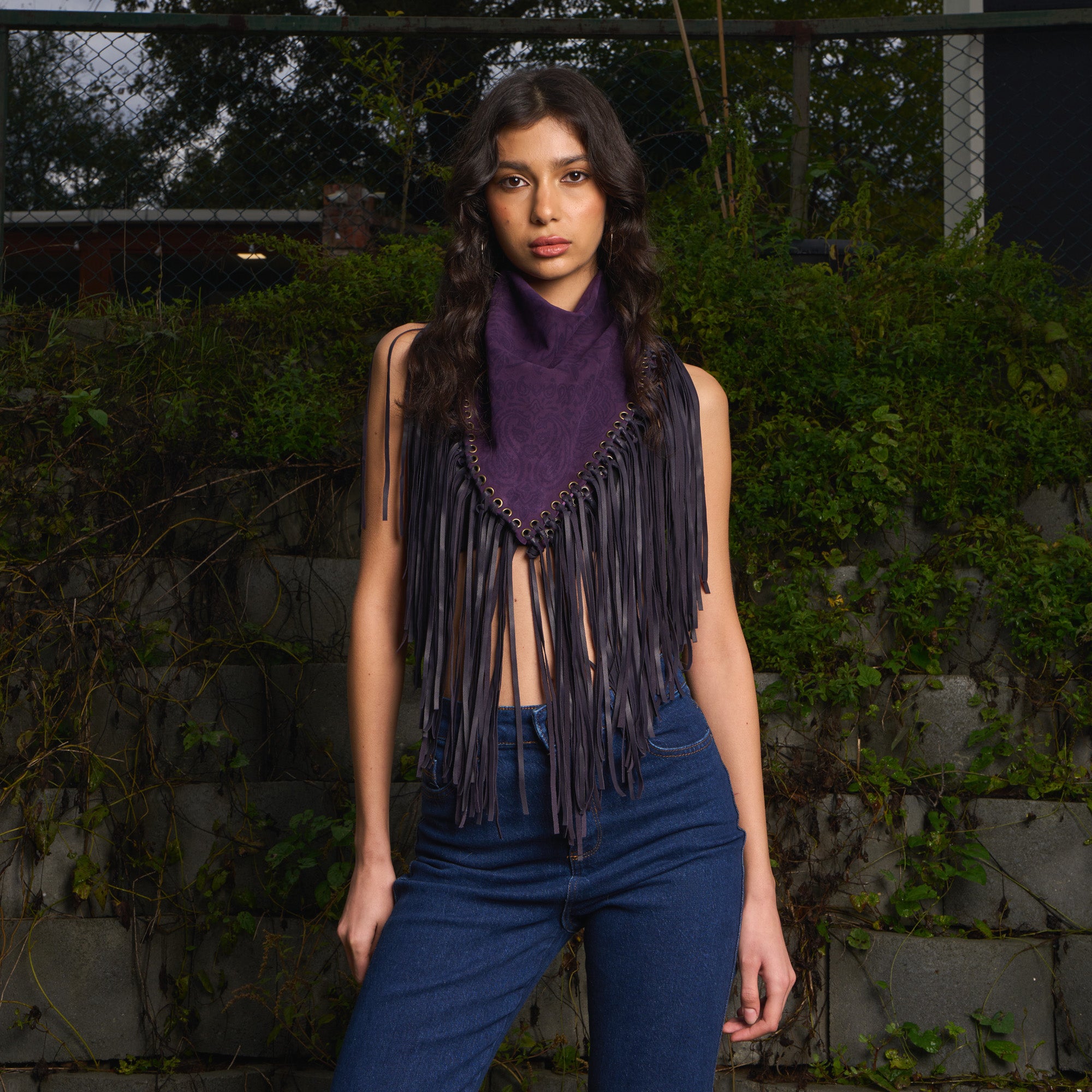 Signature Small Bandanna Scarf Purple