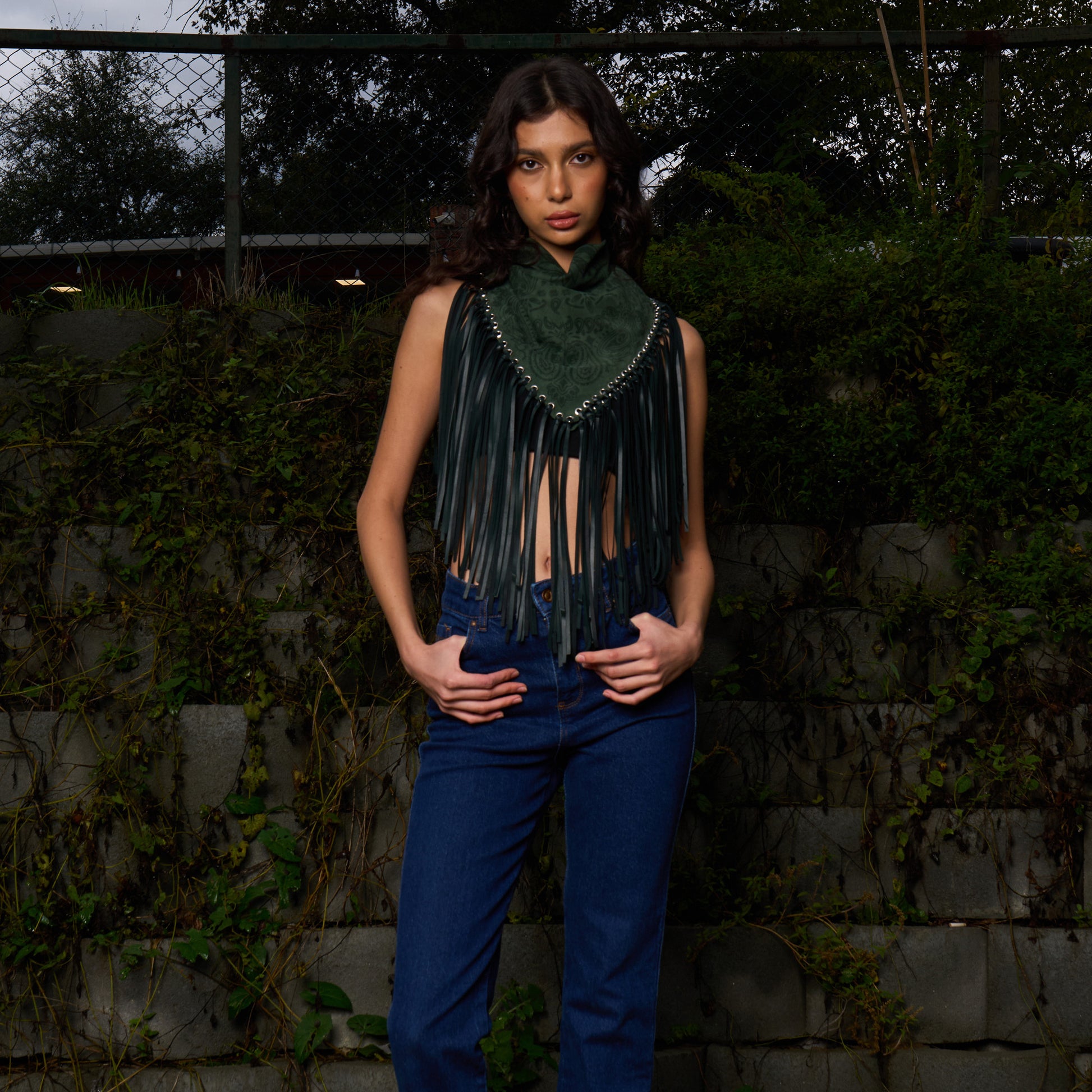 Signature Small Bandanna Scarf Green