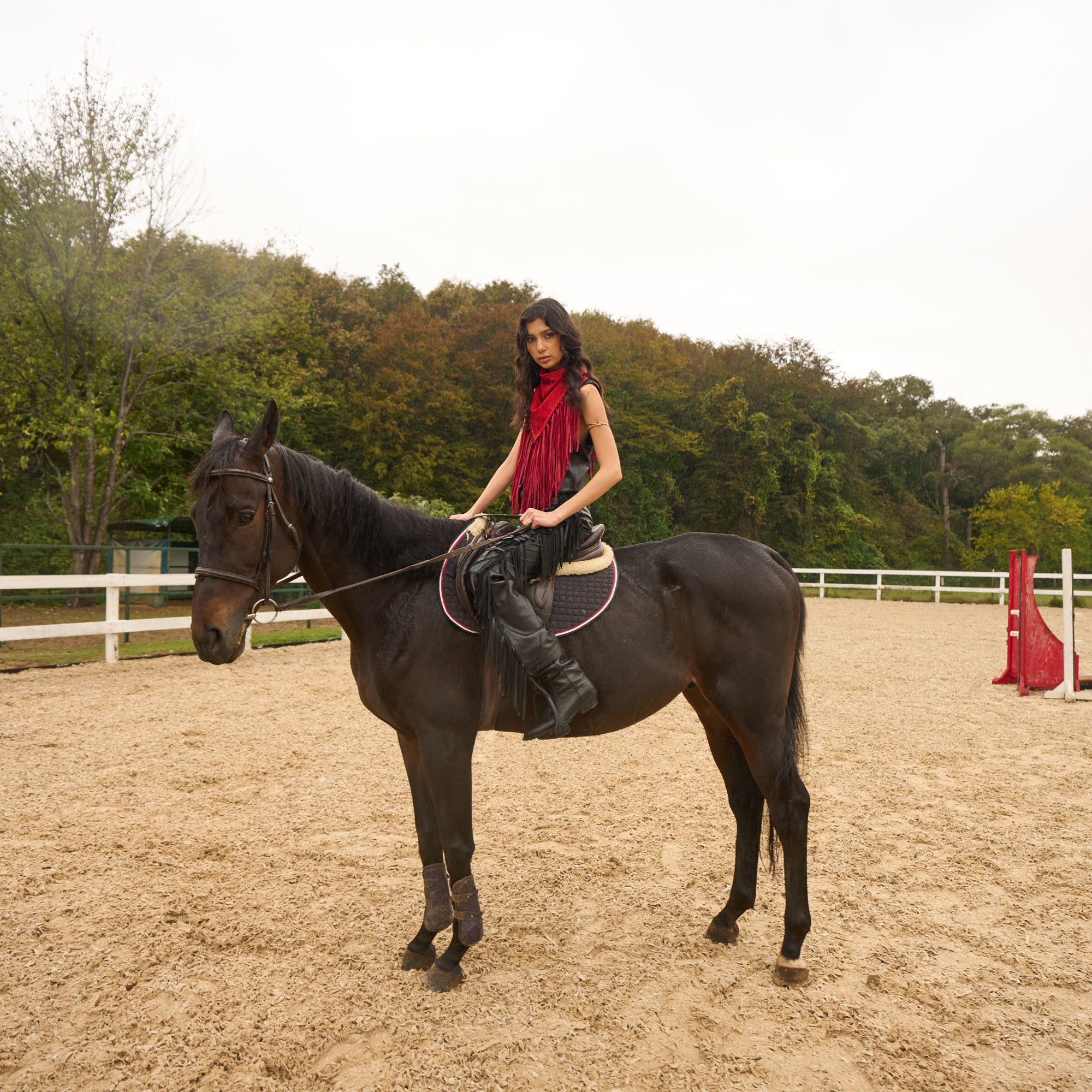 Signature Large Bandanna Scarf Red