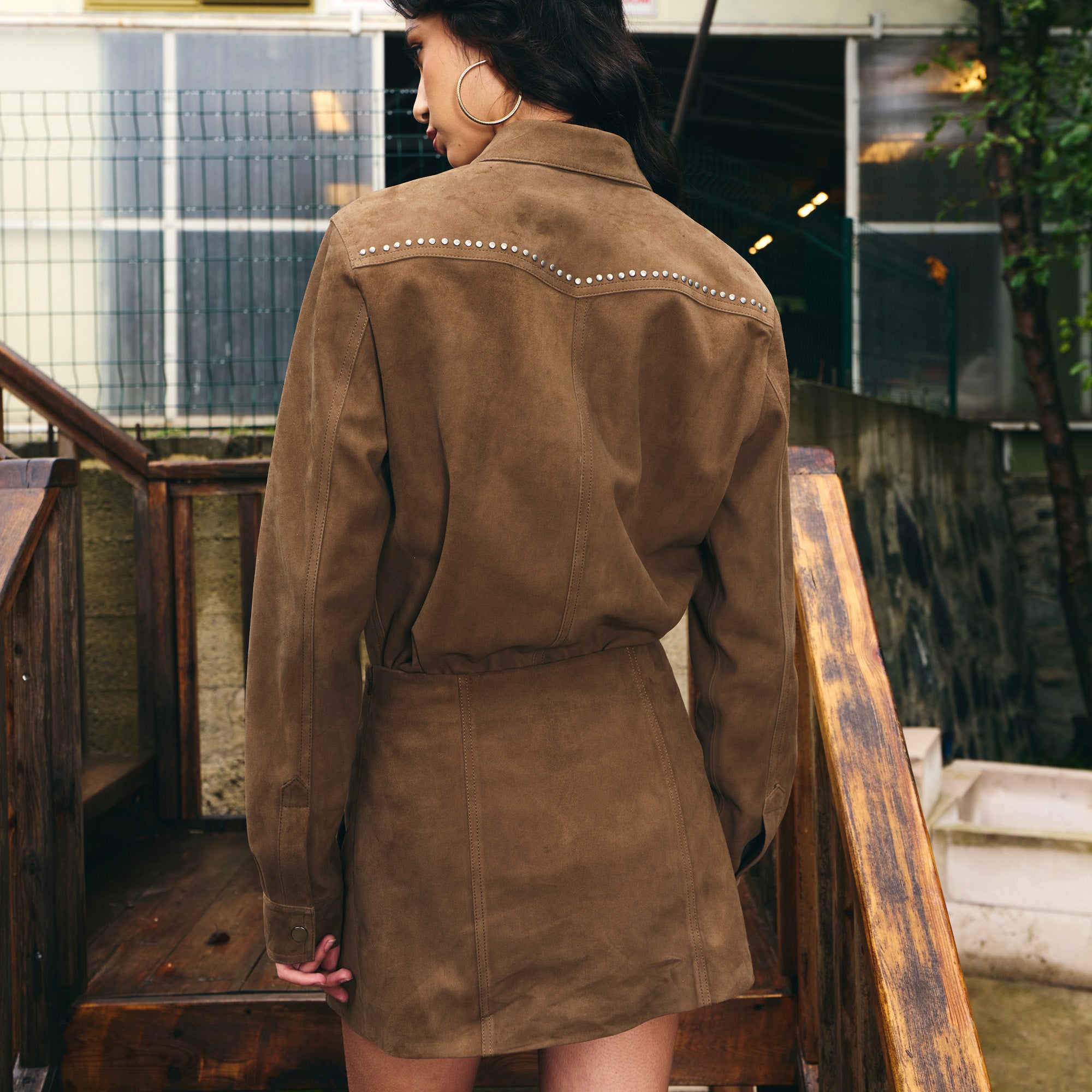 Camel Brown Suede Mini Skirt