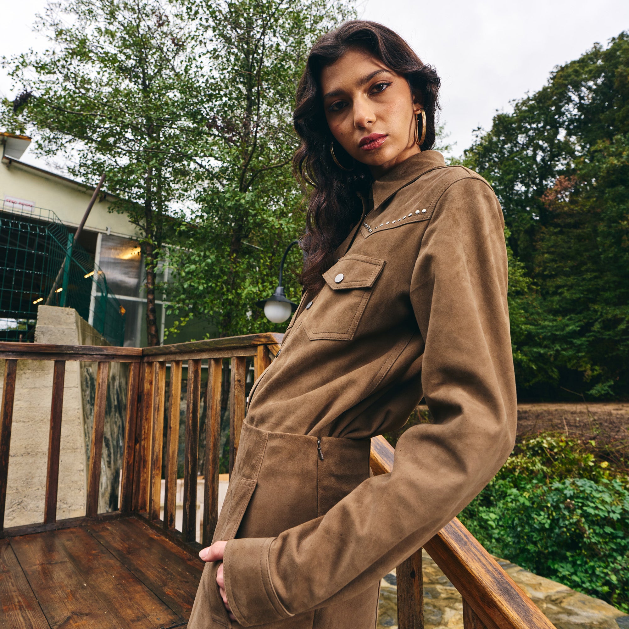 Camel Brown Suede Mini Skirt