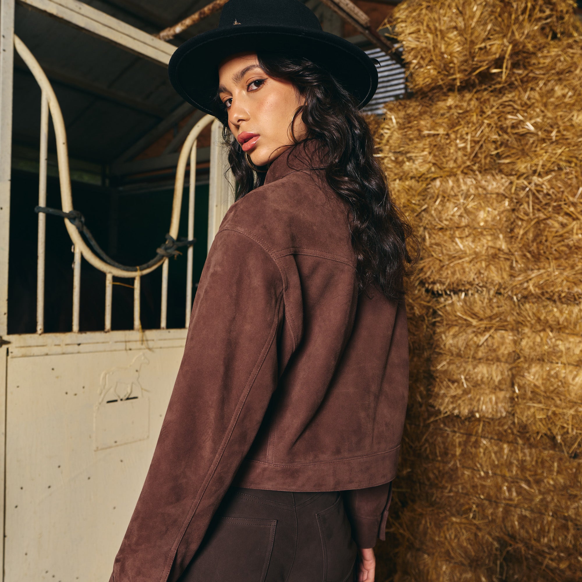 Cropped Brown Suede Jacket