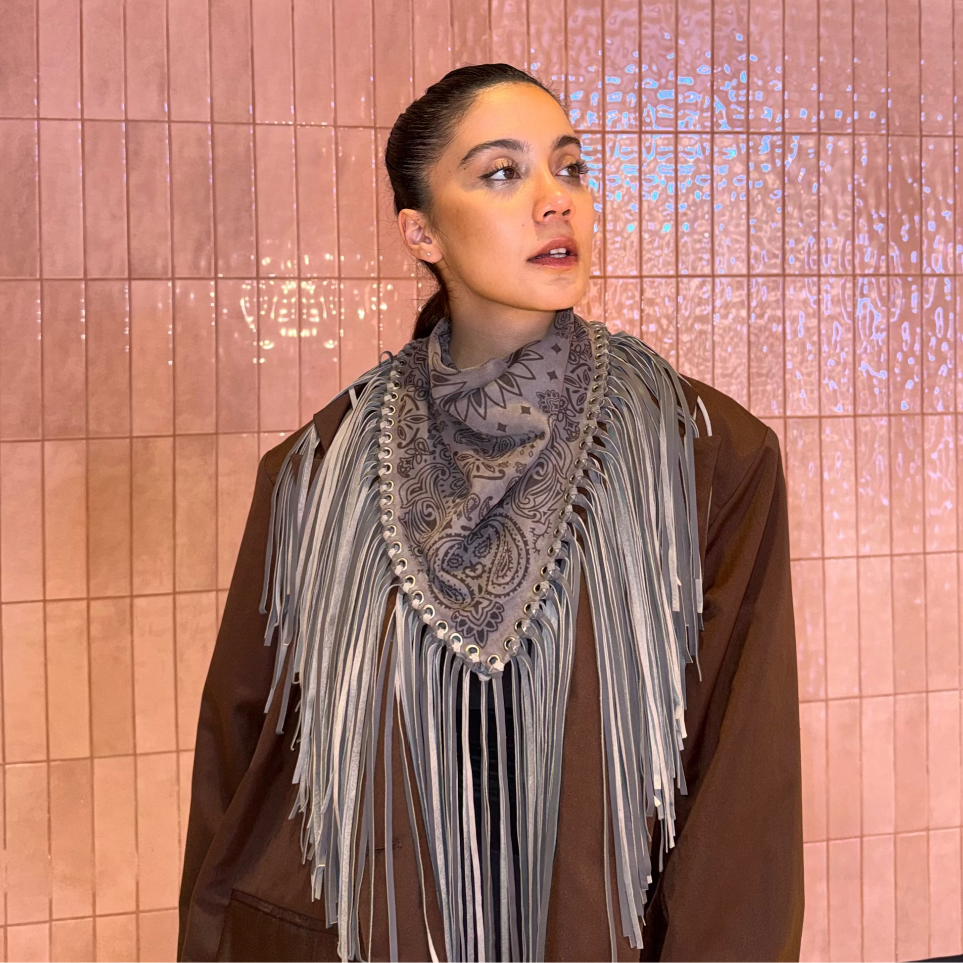 Signature Small Bandanna Scarf Gray