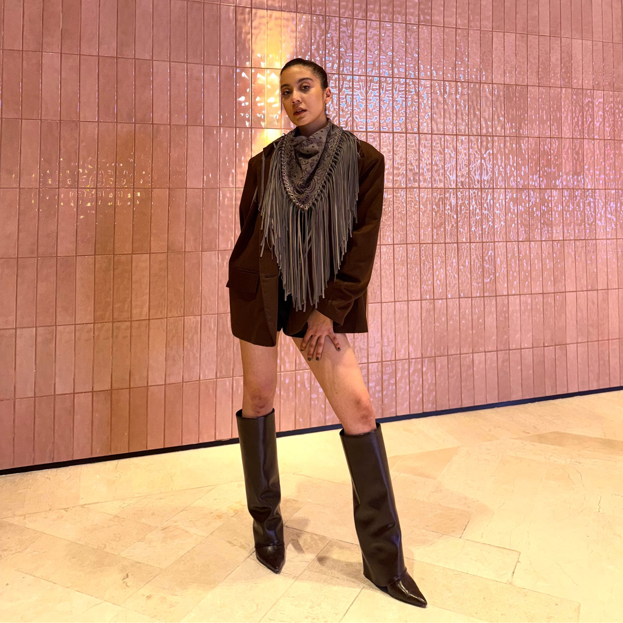 Signature Small Bandanna Scarf Gray