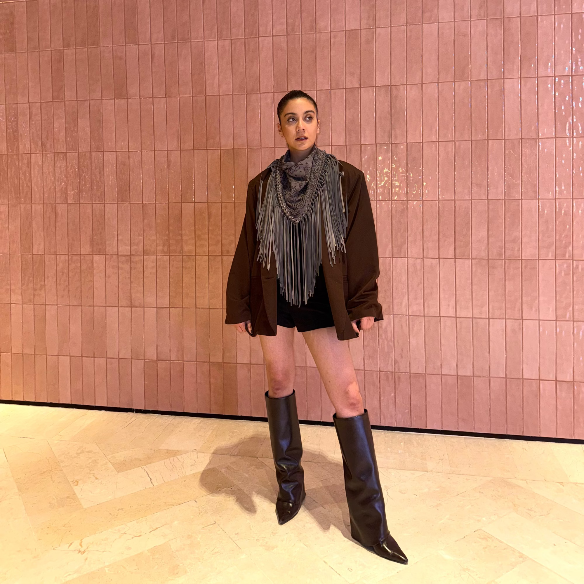 Signature Small Bandanna Scarf Gray