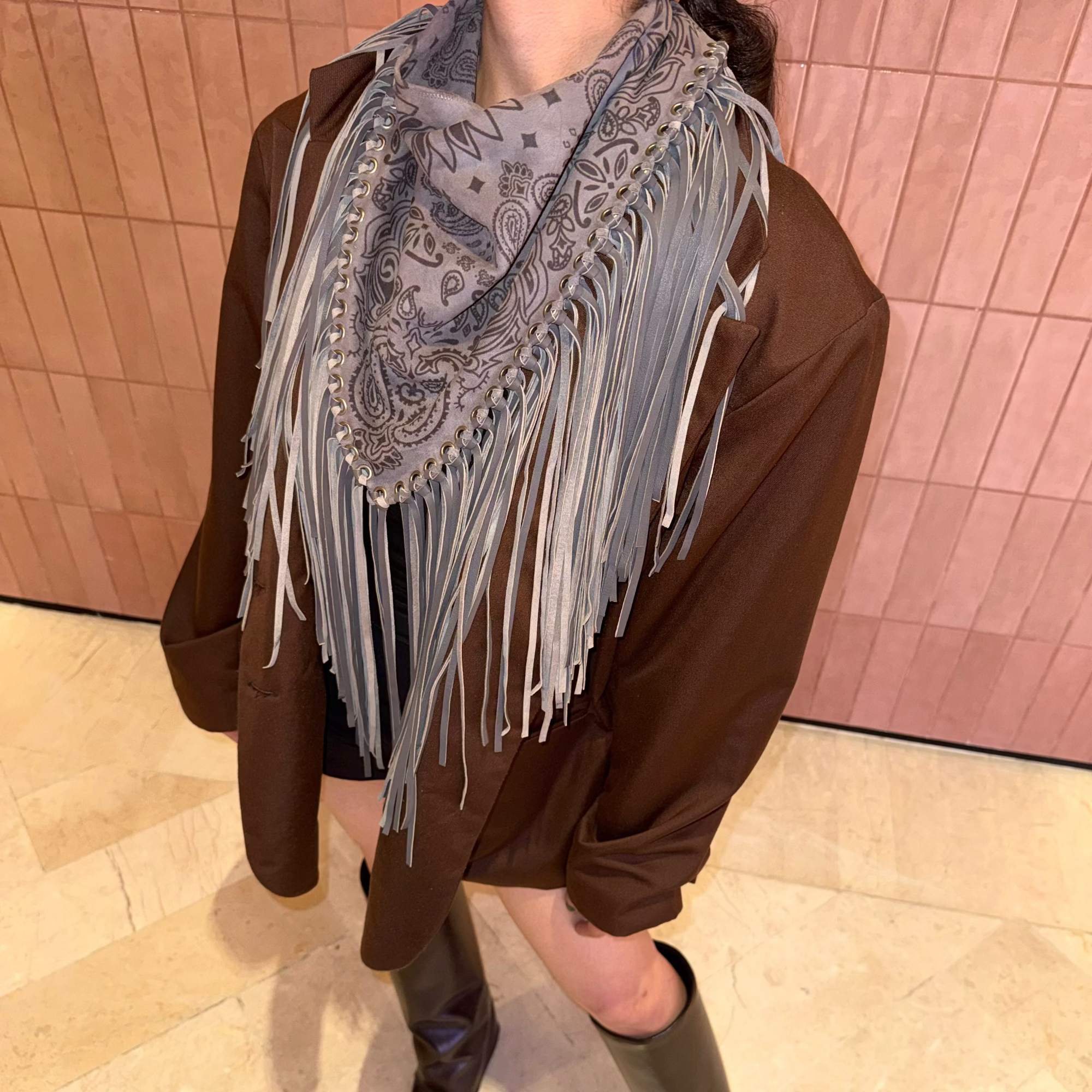 Signature Small Bandanna Scarf Gray