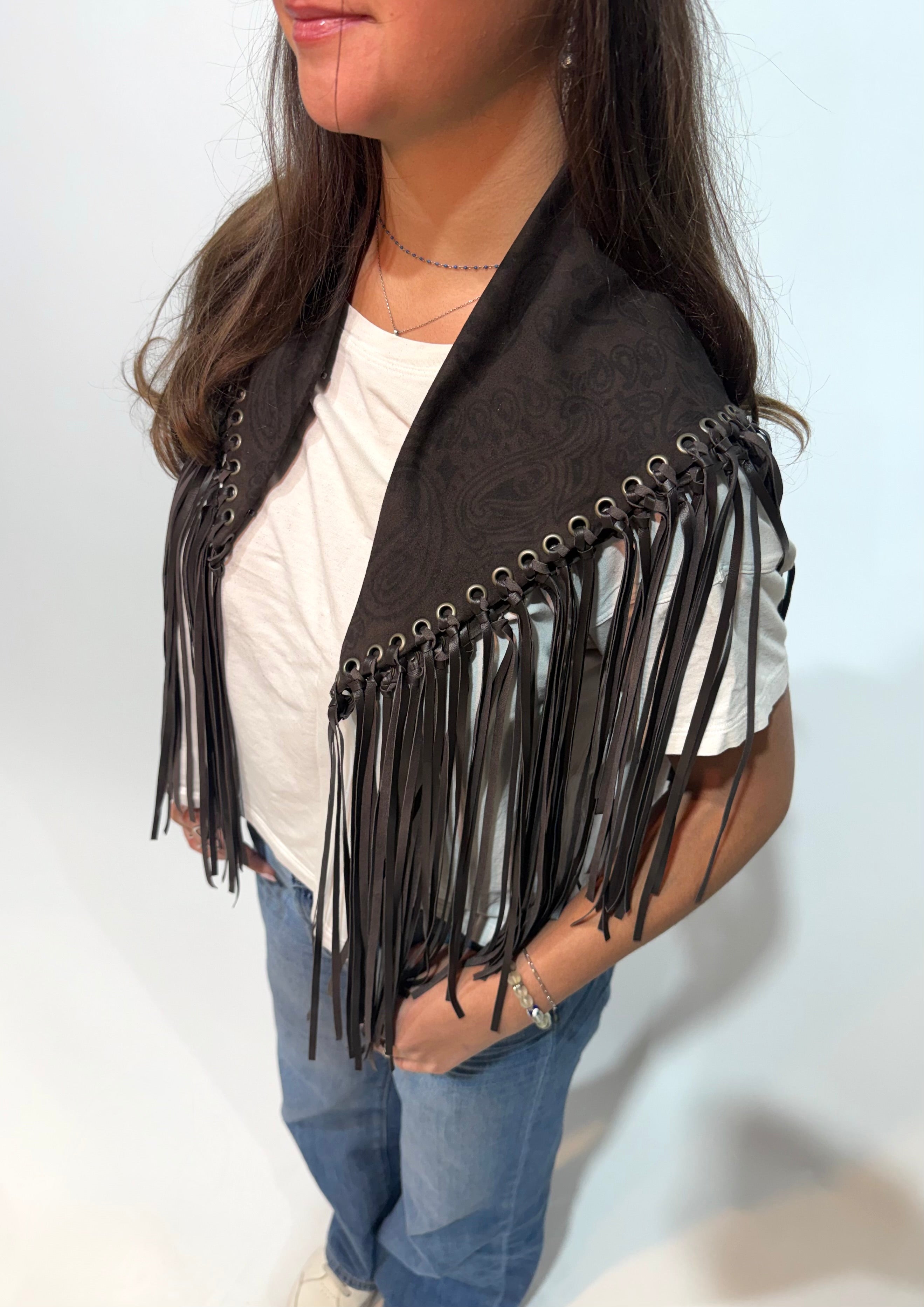 Signature Small Bandanna Scarf Dark Brown