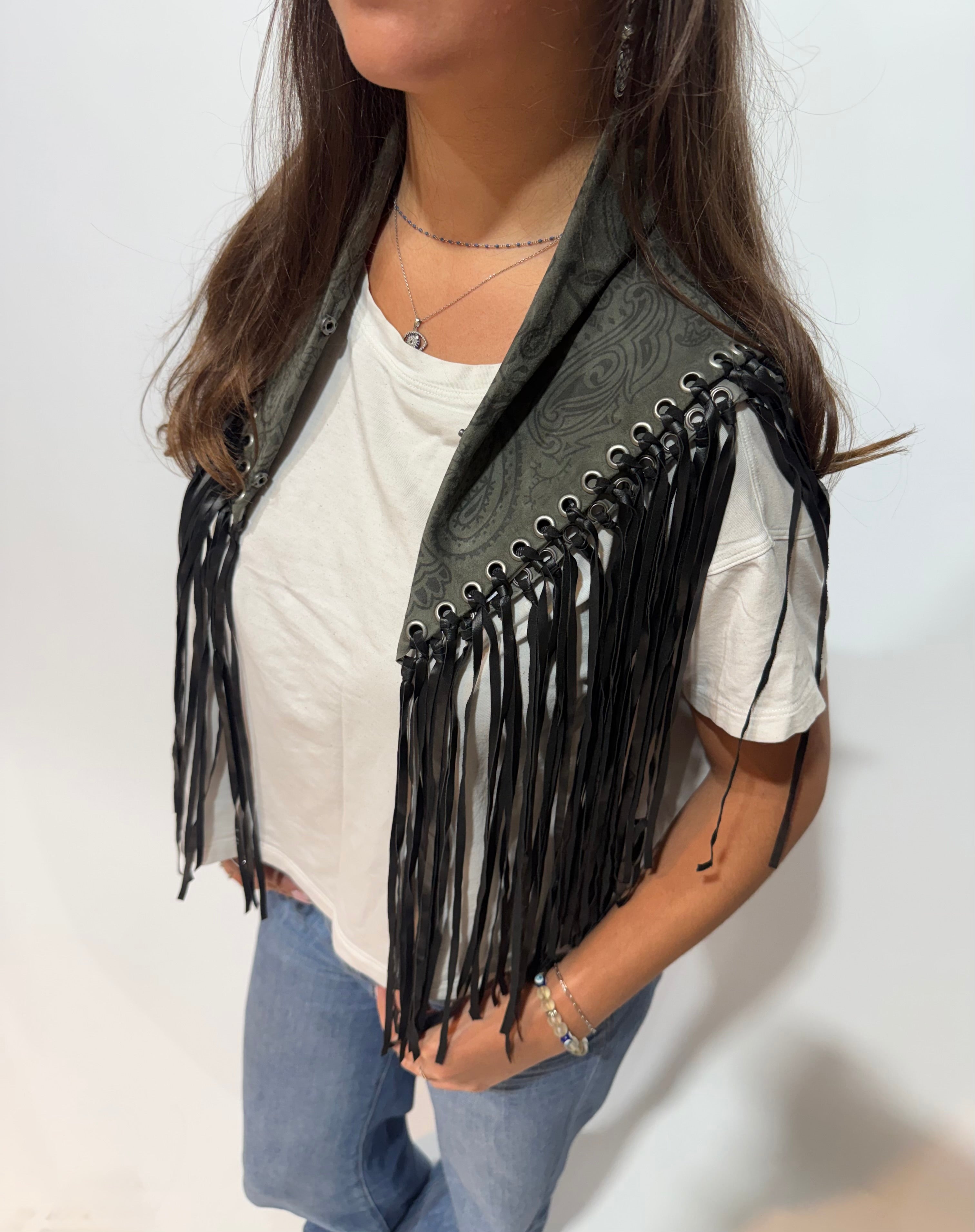 Signature Small Bandanna Scarf Dark Gray & Black