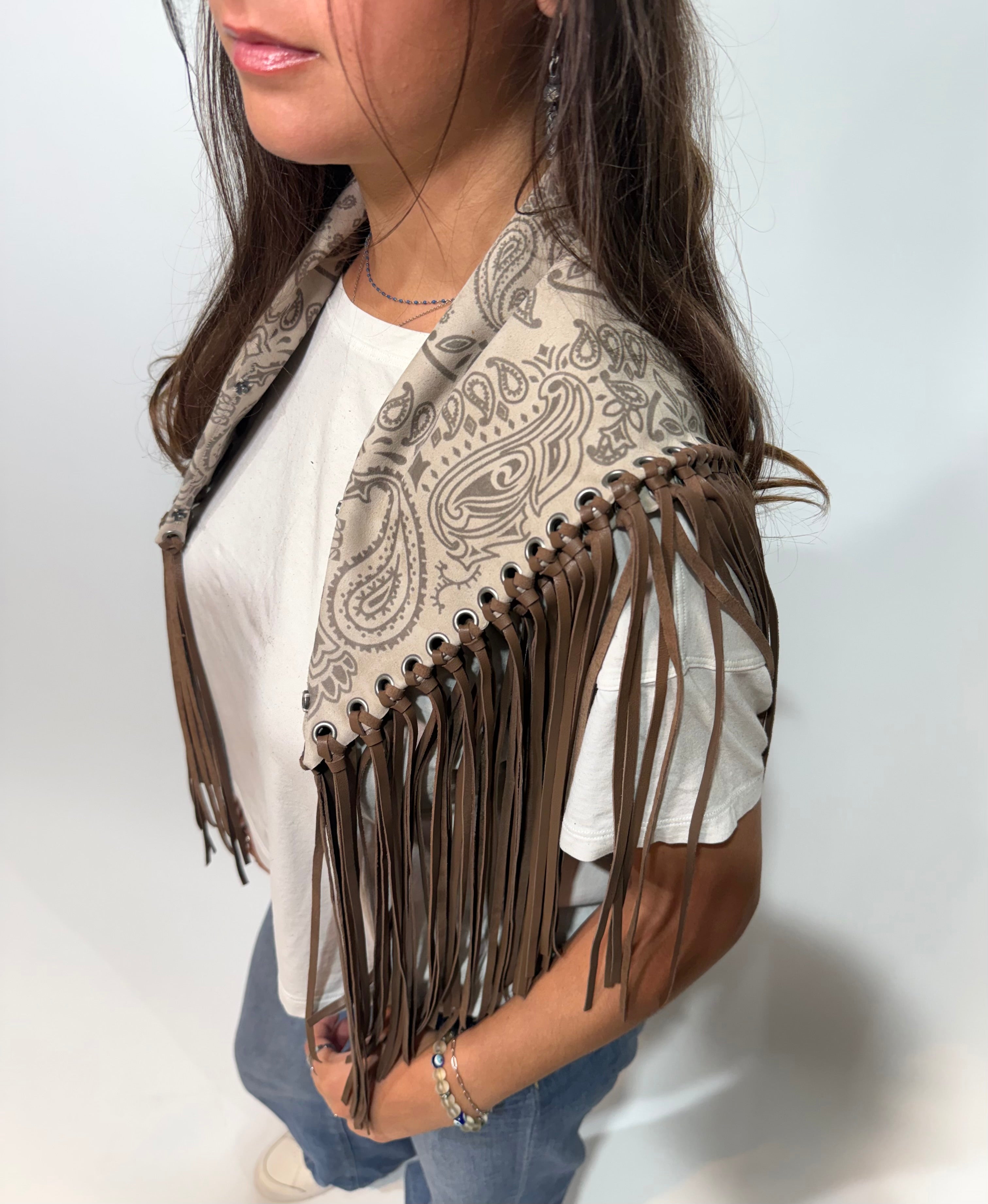 Signature Small Bandanna Scarf Cream & Light Brown