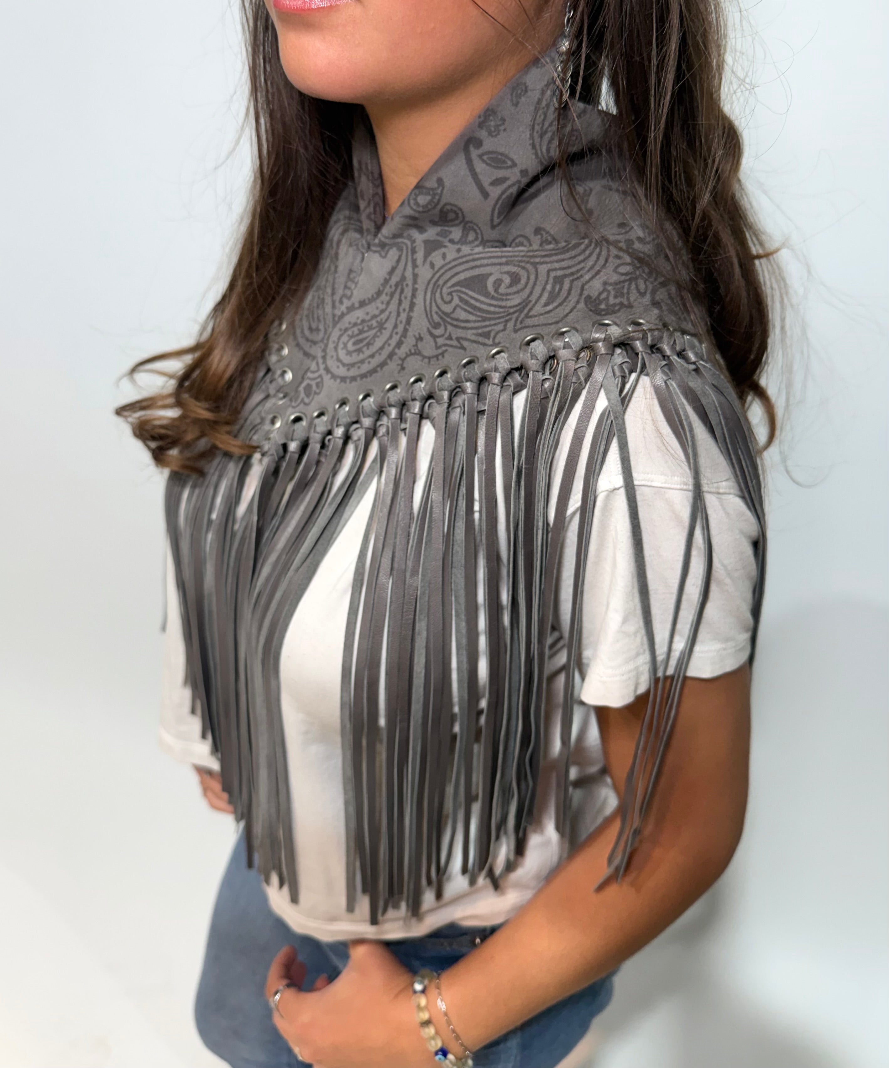 Signature Small Bandanna Scarf Gray