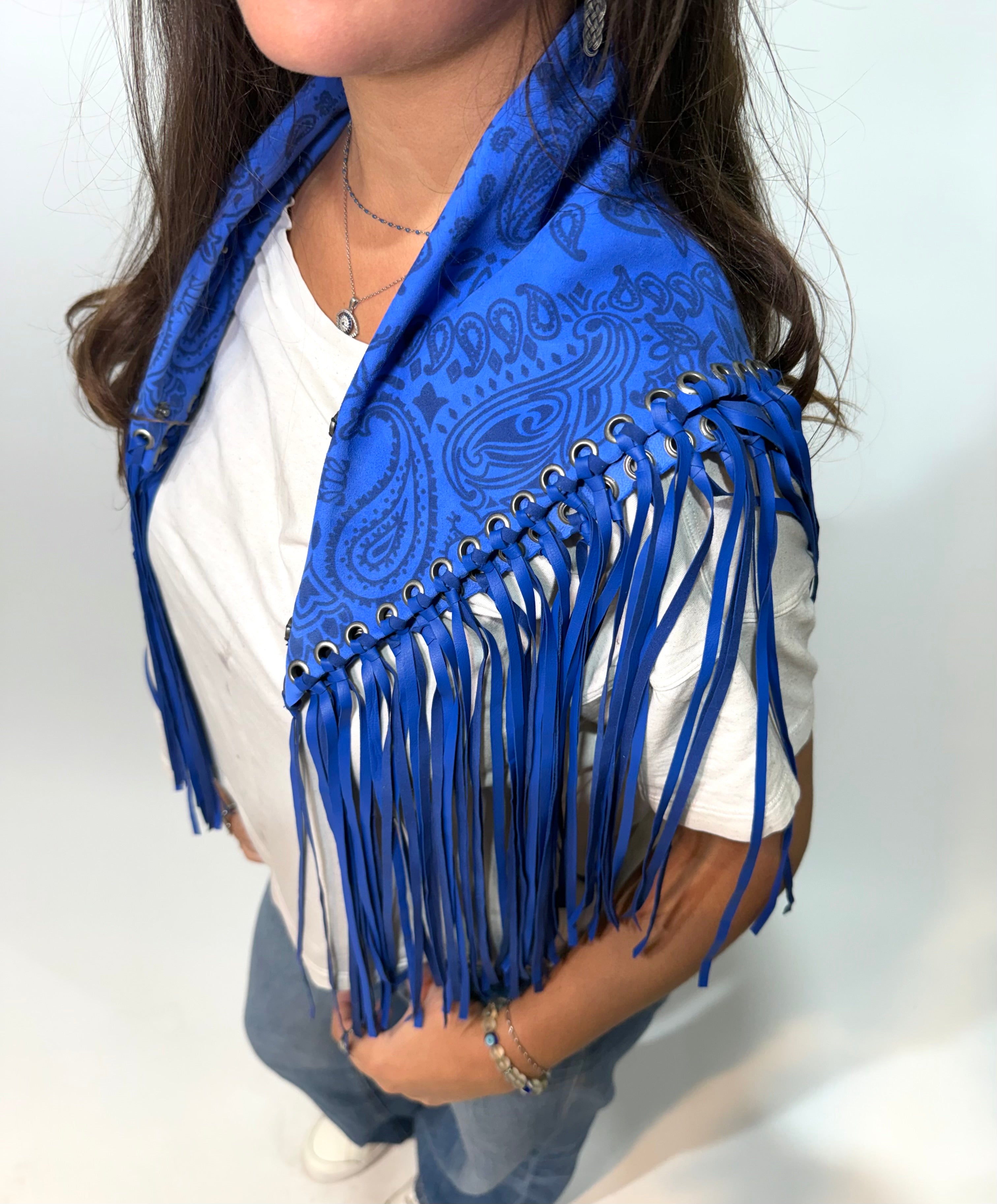 Signature Small Bandanna Scarf Bright Blue