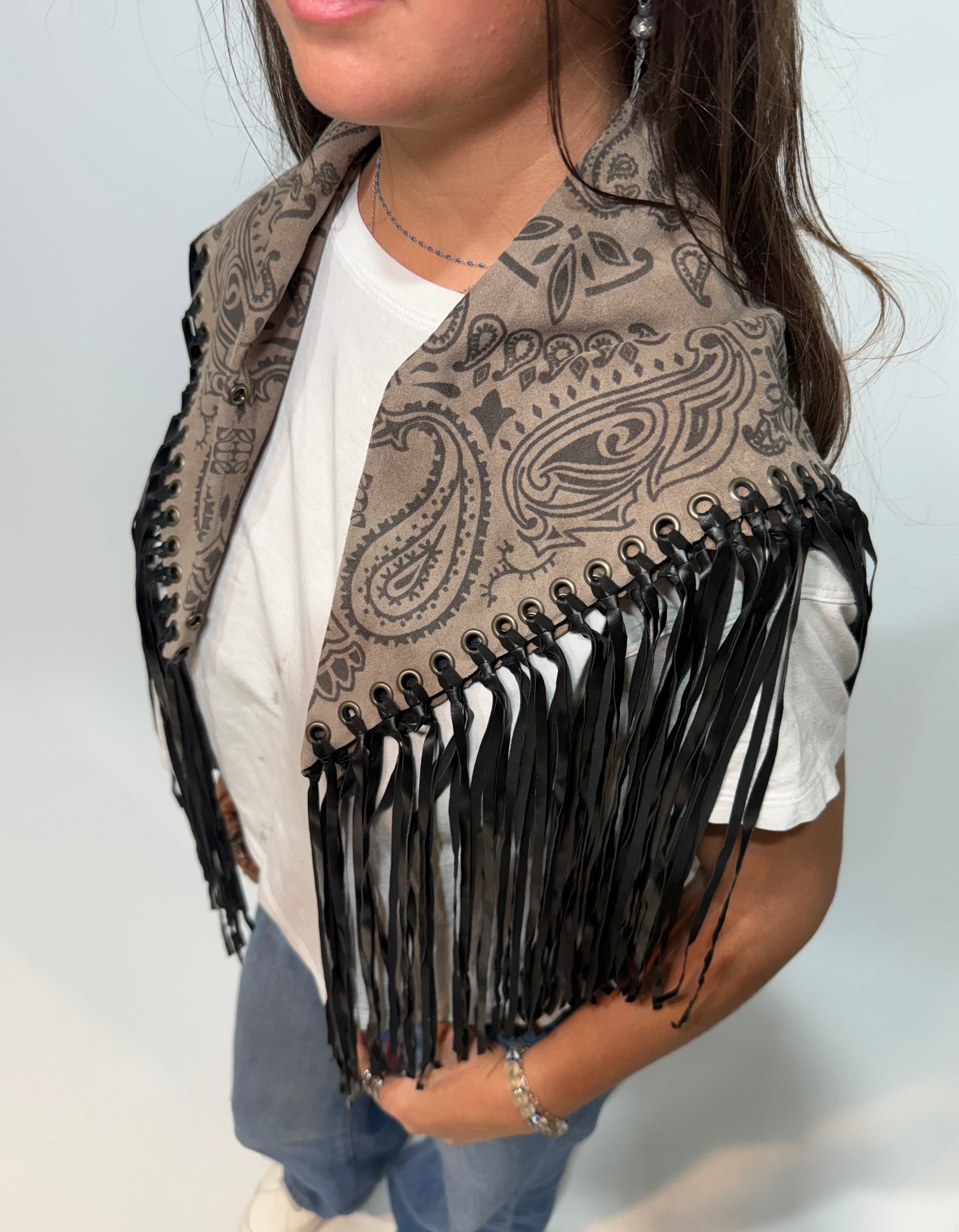 Signature Large Bandanna Scarf Taupe Black