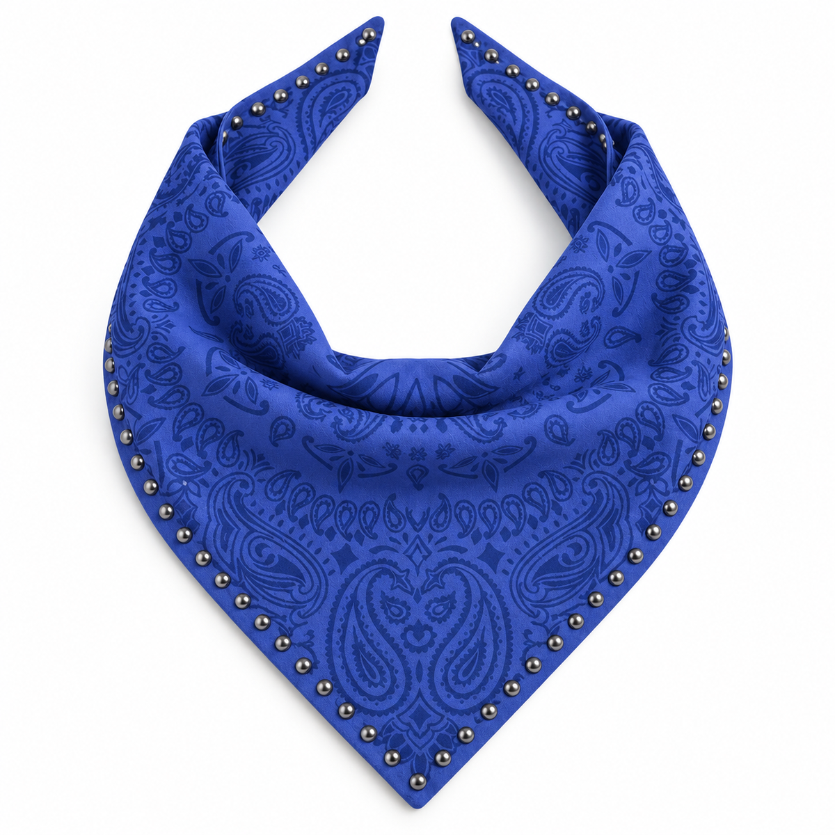 Studded Small Paisley Bandanna Scarf Royal Blue