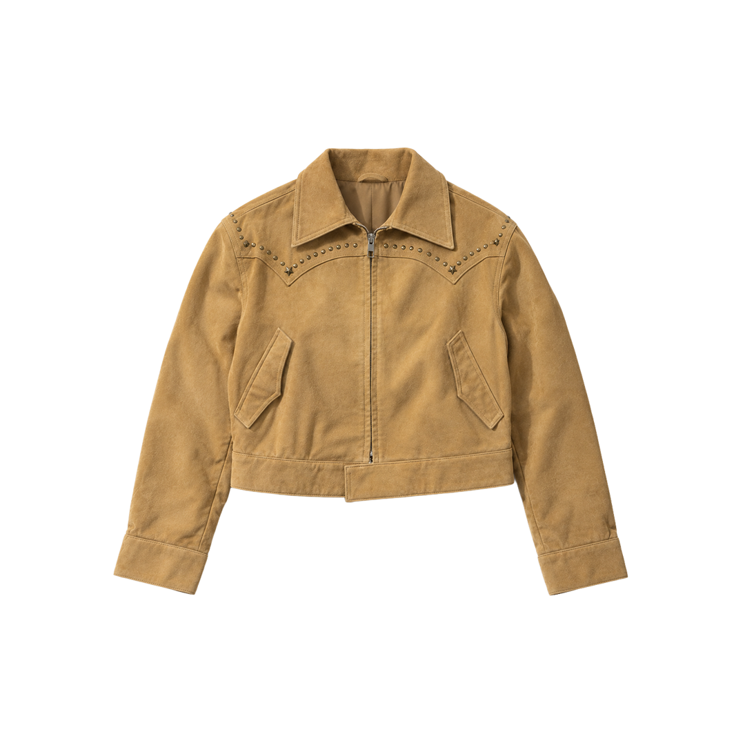 Cropped Cream Sued Jacket