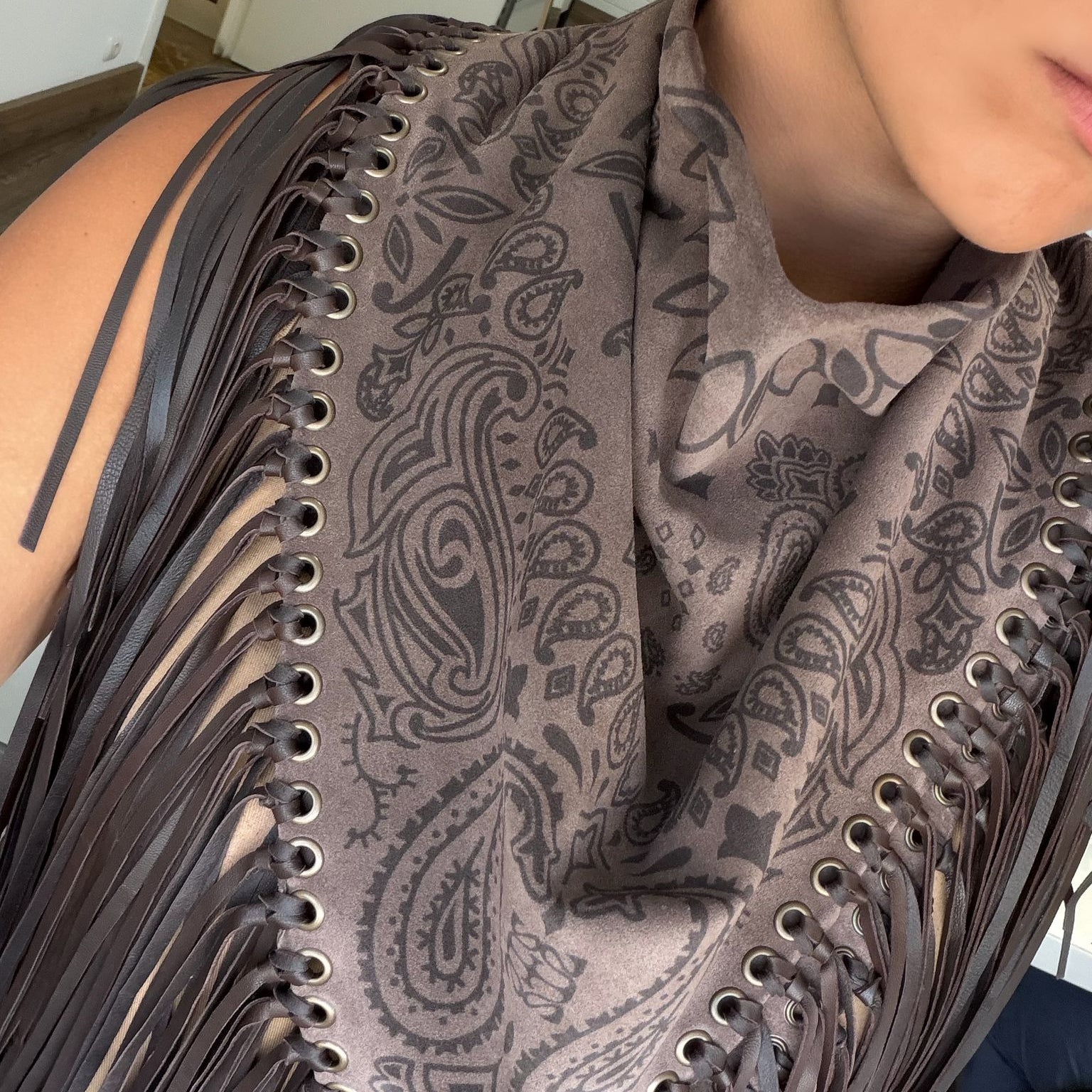 Signature Large Bandanna Scarf Cool Brown