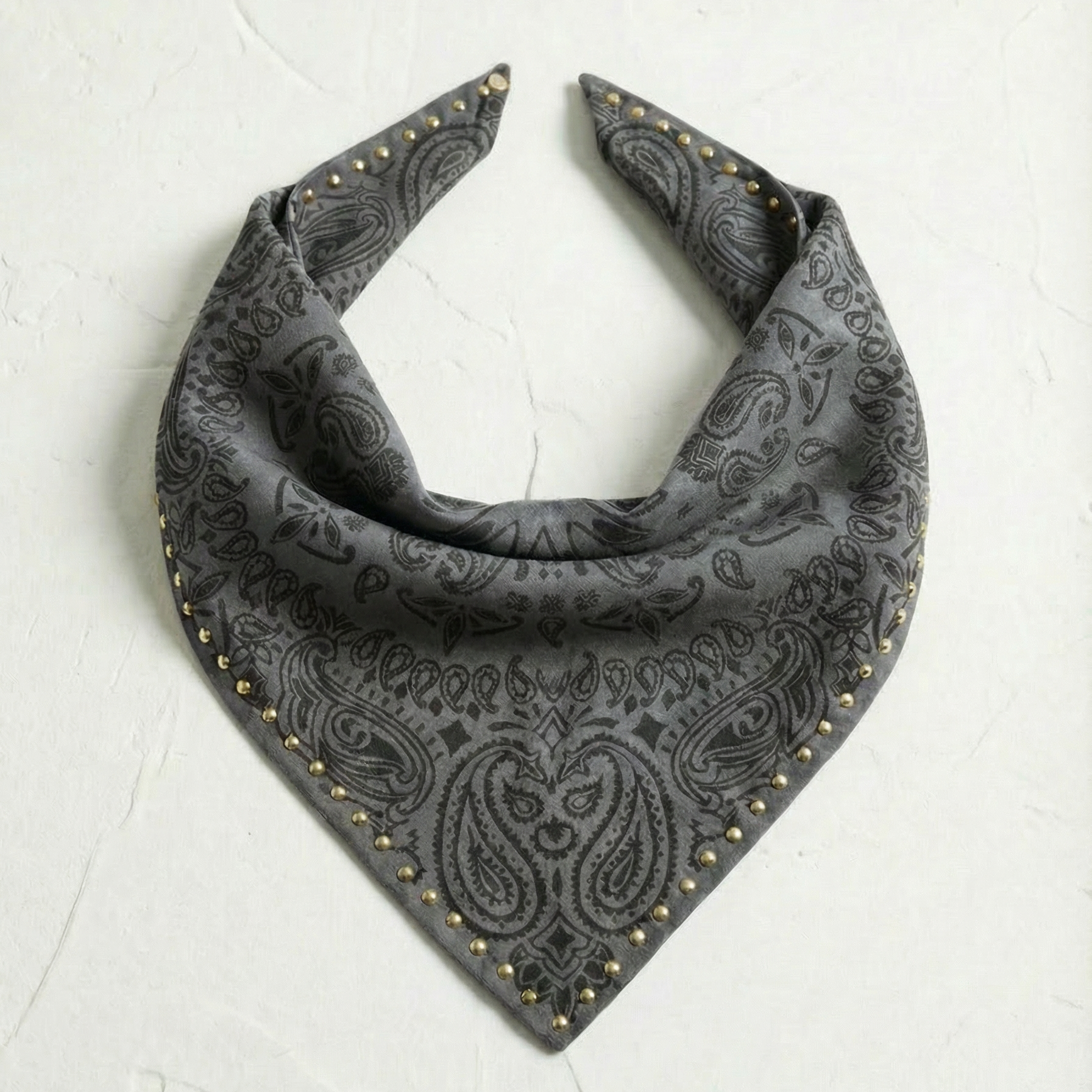 Studded Small Bandanna Scarf Gray