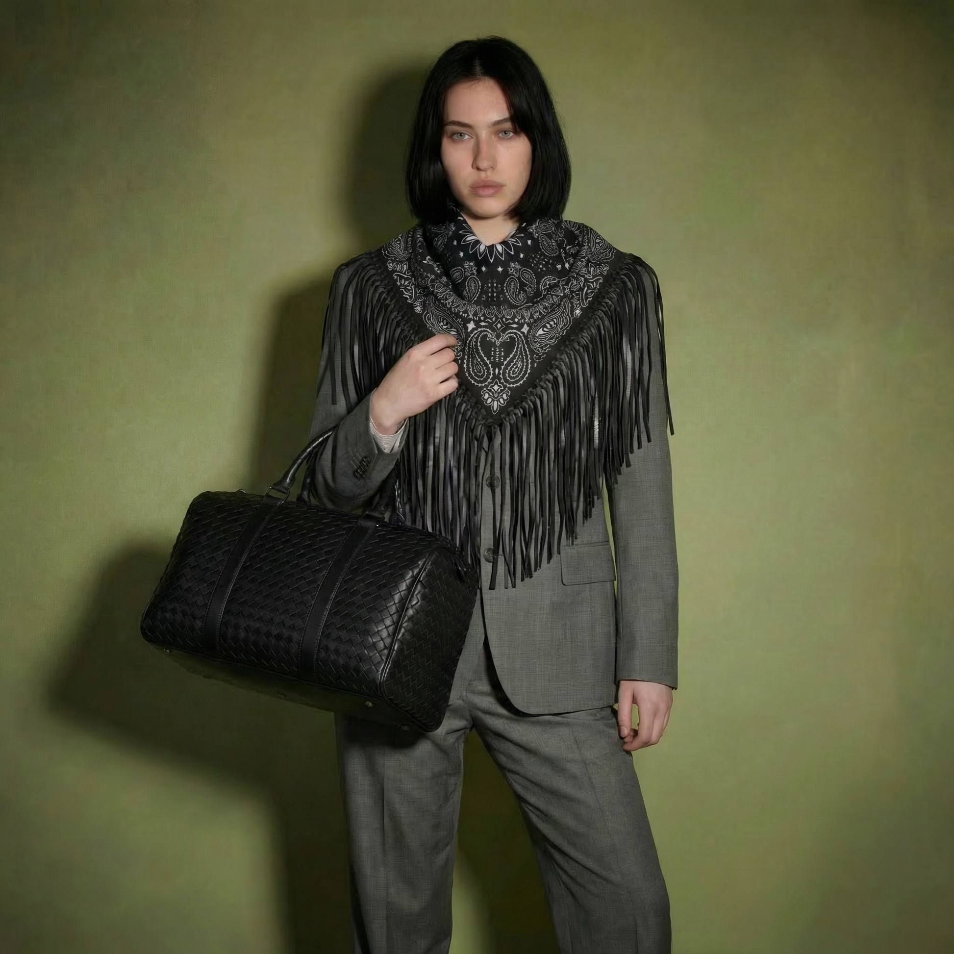 Signature Large Bandanna Scarf Black