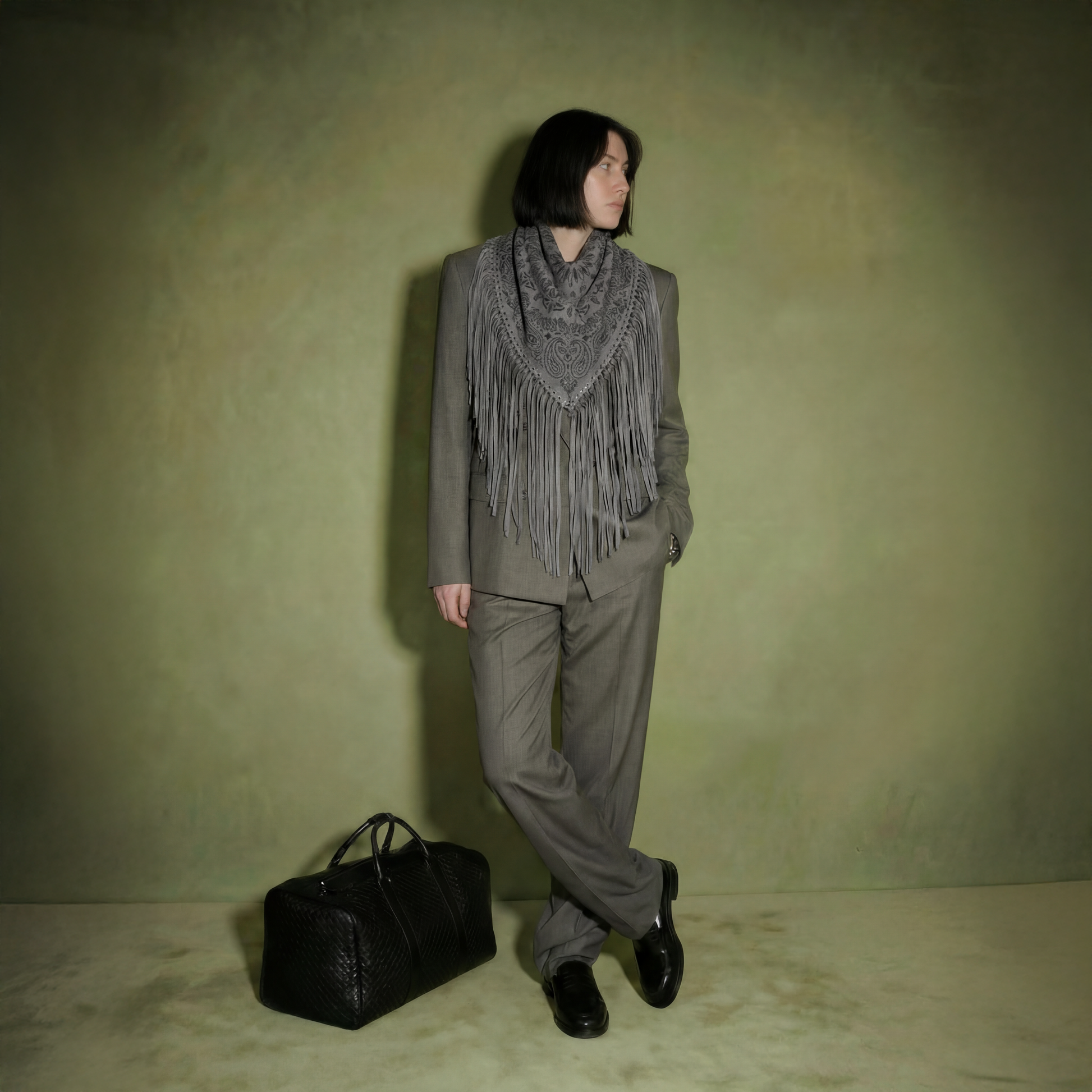 Signature Large Bandanna Scarf Gray