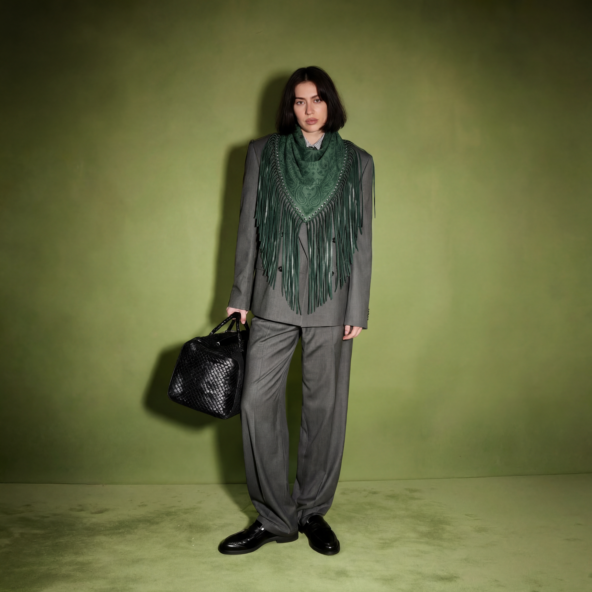 Signature Large Bandanna Scarf Petrol Green