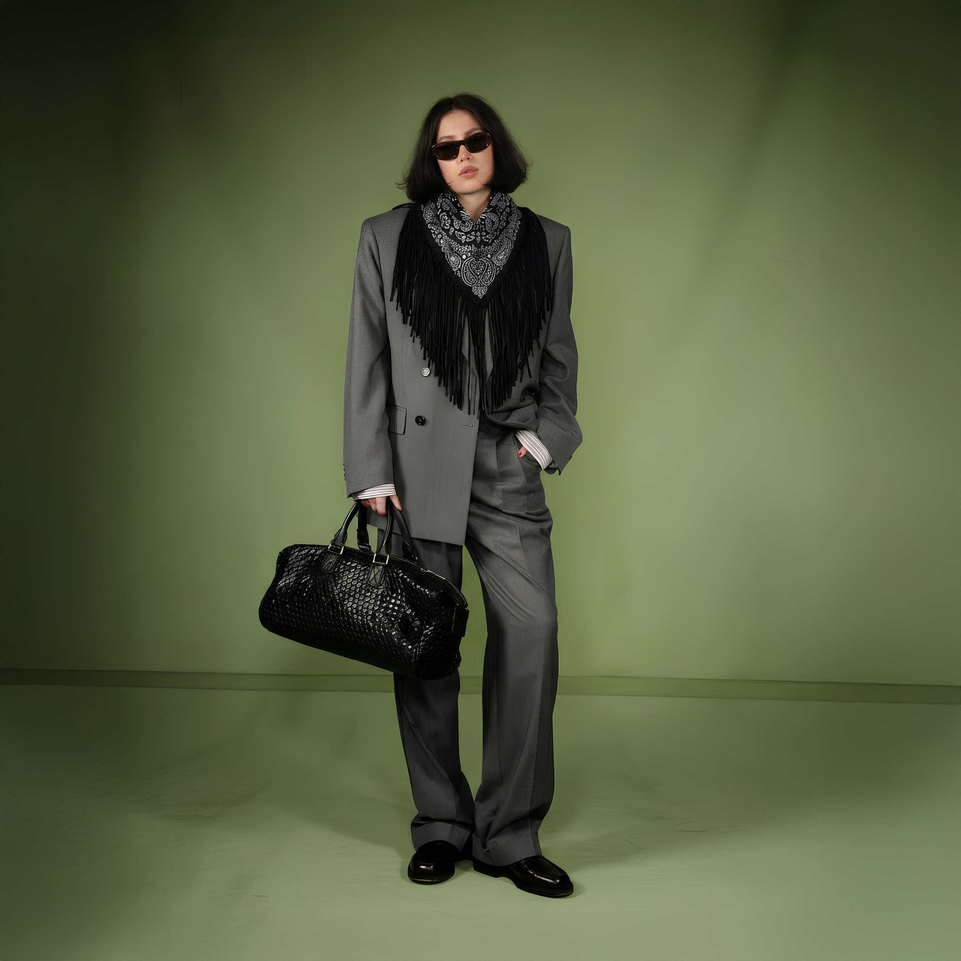 Signature Small Bandanna Scarf Black