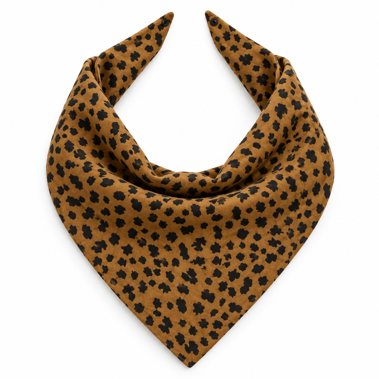 Studded Small Leopard Bandanna Scarf Camel