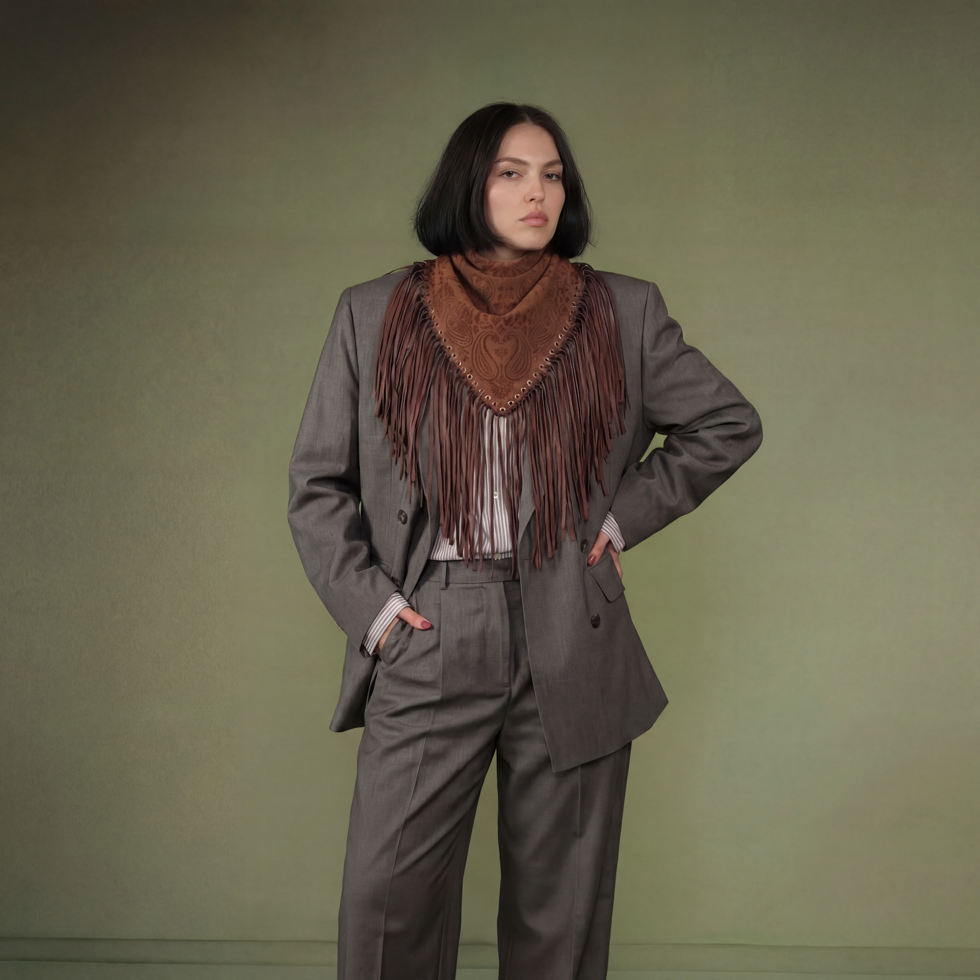 Signature Small Bandanna Scarf Burnt Orange