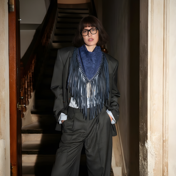 Signature Small Bandanna Scarf Saks Blue